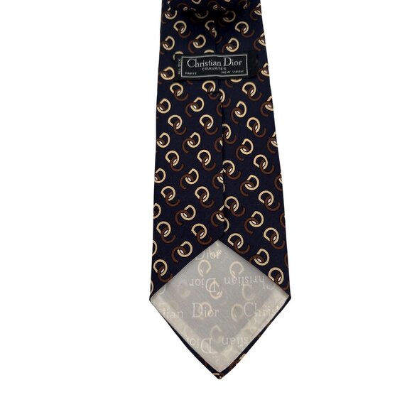 Christian Dior Logo Cravates All Silk Tie With Interlocking Pattern - Picture 3 of 5